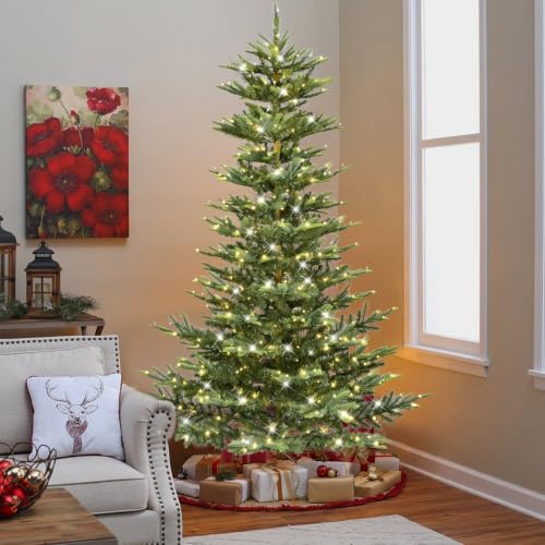 Liguanow 6ft Pre-lit Christmas Tree – Aspen Fir Layered design, 350 LED Lights, Hinged PVC/PE