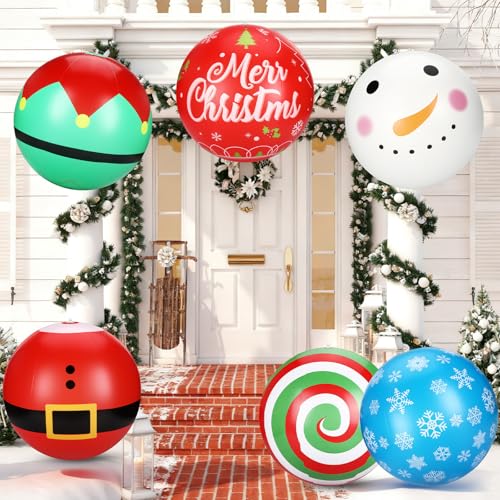 Giant 32 Inch Inflatable Christmas Ornament Balls - Outdoor Holiday Decor