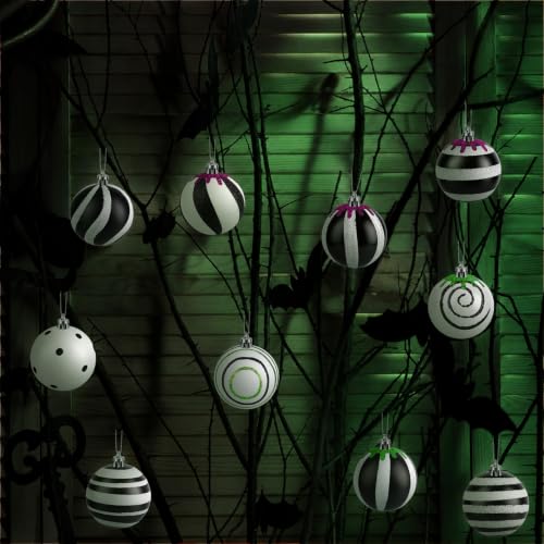 Fayoo 24-Pack Black & White Christmas Halloween Ornaments, 2.36 in - 12 Designs
