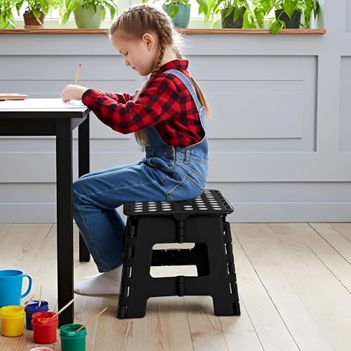 Utopia Home Folding Step Stool 9 Inch Anti-Slip Black 300 lbs Capacity