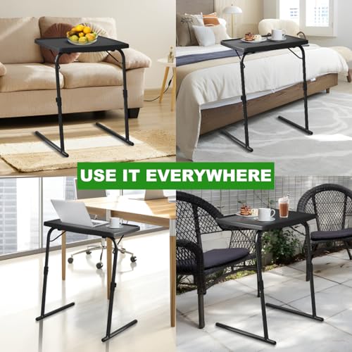 HXBOAUVS Black Set of 1 Large Adjustable TV Tray Table - 6 Height & 3 Tilt, 110lbs Capacity