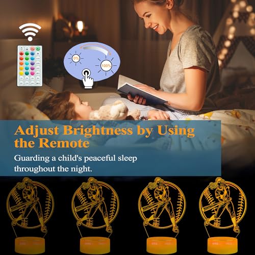 3D Softball Night Light, LED Sports Lamp with Remote Control, 16 Colors