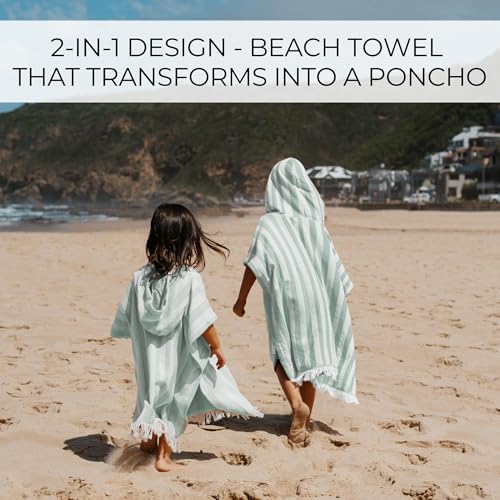 ZICOTO Kids Hooded Beach Towel - 100% Cotton Toddler Poncho Cover-Up