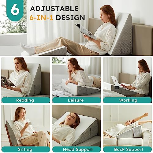 Bedluxe 10 Inch Cooling Gel Bed Wedge Pillow for Acid Reflux Relief
