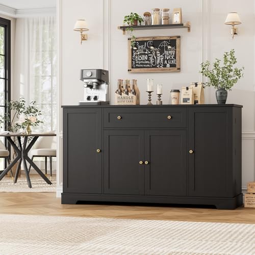 54-Inch Kitchen Buffet Cabinet with Storage, Coffee Bar & Adjustable Shelves