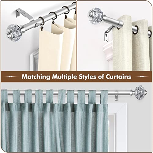Decorative Curtain Rod Finials, Silver Translucent Ends for 1-Inch Rods