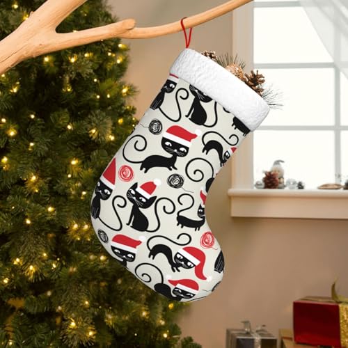 Personalized Christmas Stockings - Cute Funny Cats Kids Holiday Gift, 18 Inch Xmas Decor