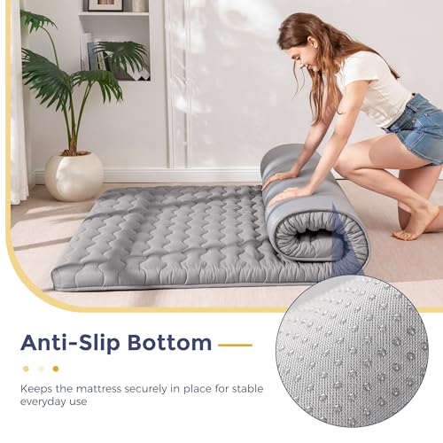 Japanese Floor Futon Mattress, 3-Inch Thick Foldable Sleeping Pad, Full Size