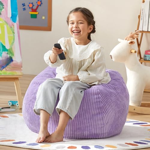 2.5ft Corduroy Bean Bag Chair for Kids - Portable Memory Foam Teardrop Seat