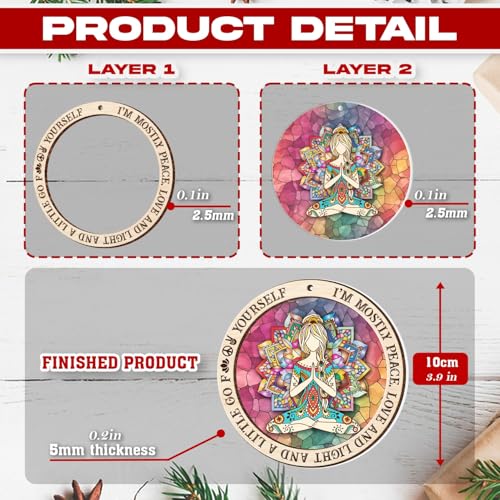 TSIMPLE Yoga Christmas Ornament 2025 - Namaste Yoga Suncatcher for Christmas Tree - Yoga Enthusiast Gift Idea