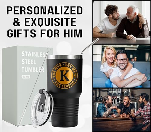 Initial-Z 30 oz Man Myth Legend Mug - Monogram Stainless Travel Tumbler for Him