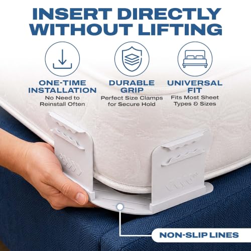 Heavy Duty Bed Sheet Holders for Corners - 4 Pack Snap Locks