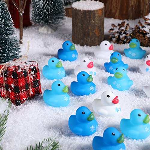 Jerify 200 Pcs Mini Rubber Ducks Snowflake Winter Christmas Party Favors