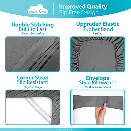 DREAMCARE 6-Piece King Sheet Set - Extra Deep Pocket Bed Sheets, Gray
