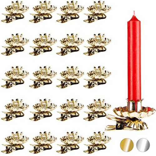 Gold Christmas Tree Candle Holders with Clip - 20 Pack Vintage Tree Clips