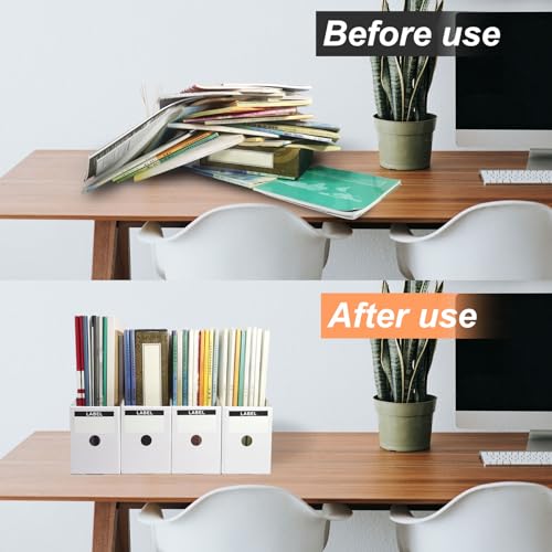 24 Pack White Cardboard Magazine File Holders for Desk and Shelves