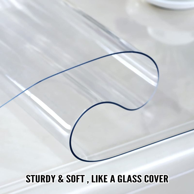 Royhom Clear Table Protector 42 x 70 Inch - 2mm Thick Plastic Table Cover, Clear Table Cover Protector Rectangle, Waterproof PVC Desk Mat for Coffee Table, Writing Desk, Dining Room, Dresser