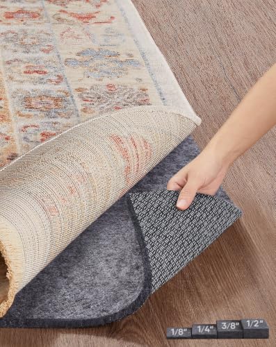Non-Slip Cushioned Rug Pad, 9 x 13 Ft Felt & Silicone Carpet Underlay