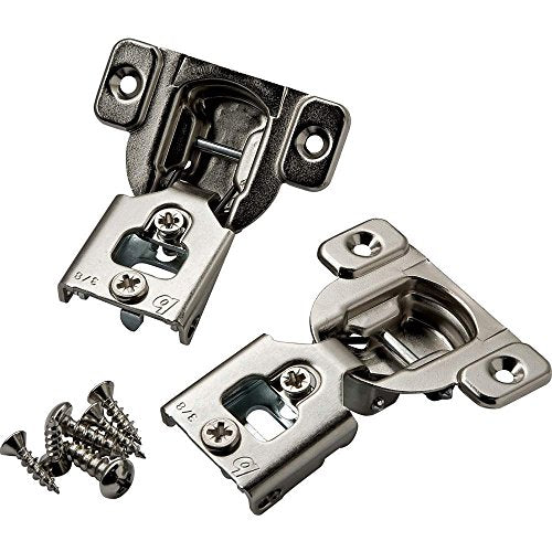 3/8-Inch Overlay Face Frame Cabinet Hinges - 2-Way Adjustable (Pair)