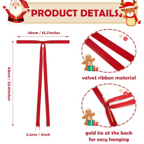 Medoore Red Velvet Christmas Bow 23.6x15.7 Inch Set of 12 Holiday Decor