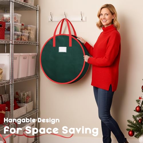 Christmas Wreath Storage Bag 2-Pack 24x8 Heavy-Duty Organizer