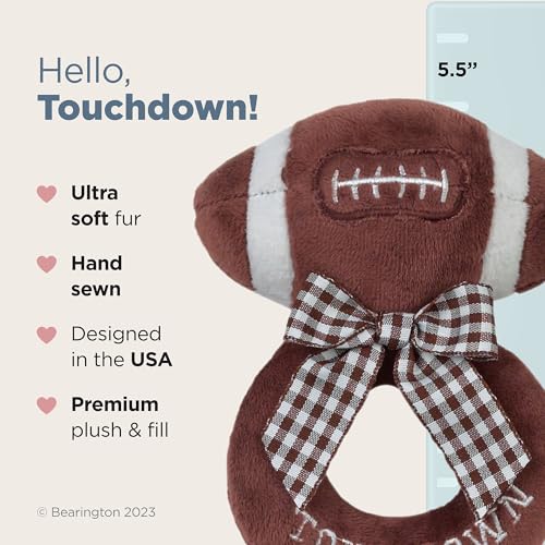 Plush Baby Football Soft Ring Rattle - 5.5 Inch Newborn Sensory Toy