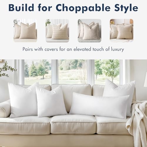 MIULEE 26x26 Euro Pillow Inserts Set of 2 - Feather Down Throw Pillows