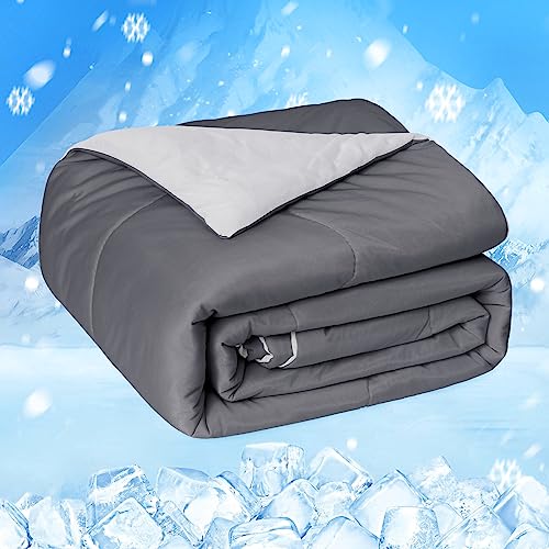 HOMFINE Queen Cooling Comforter for Hot Sleepers - Gray 90x90 Blanket