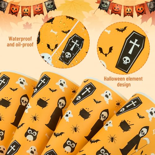 PLULON 160 Sheets Halloween Wax Paper for Food Sandwich Wrap Deli