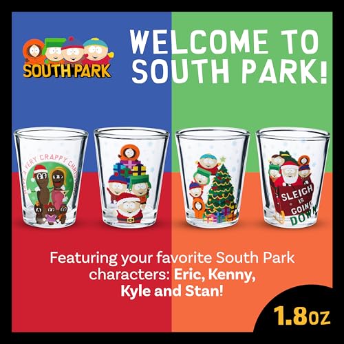 South Park Xmas Group Shots 4-Piece Mini Glass Set - Funny Holiday Drinkware