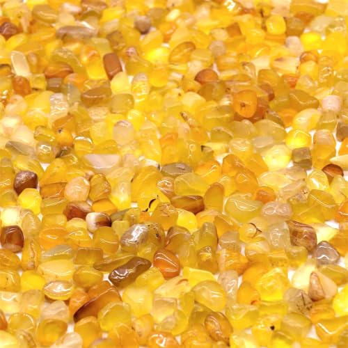 Natural Tumbled Agate Quartz Crystals 1 lb - Polished Yellow Stones