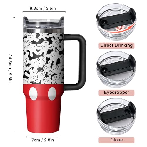 30oz Cartoon Mouse Tumbler with Handle & Straw Lid - Palm Variant