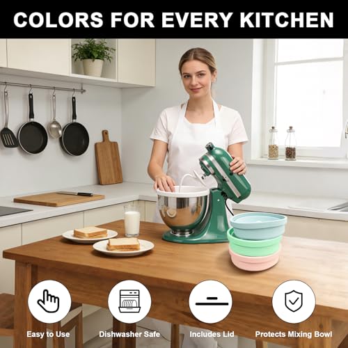 Collapsible Silicone Bowl Liner for 5 Quart Tilt-Head Mixers with Storage Lid