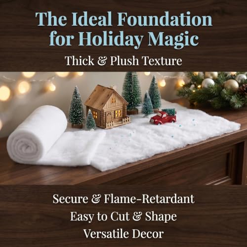Artificial Snow Blanket Roll 2 Pack - 3' x 8' Fake Snow Cover for Holiday Village
