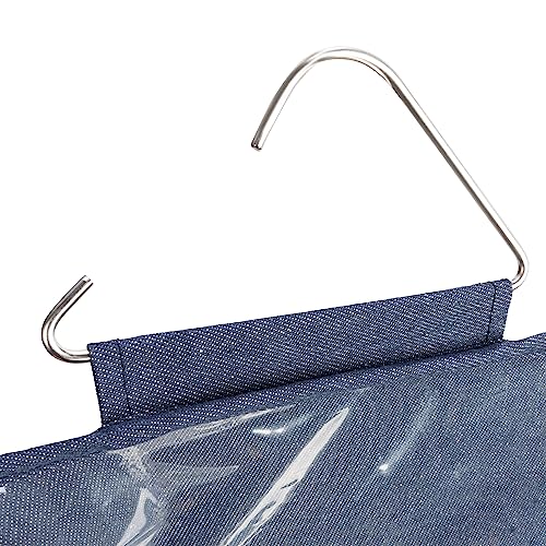 Household Essentials Over-The-Door Cotton Blend and Plastic Shoe Organizer with 20 Storage Pockets, Denim