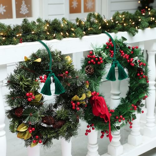 Zhengmy 30 Pcs 24in Christmas Garland Ties with Tassels, Green - Twistable Wire Ends