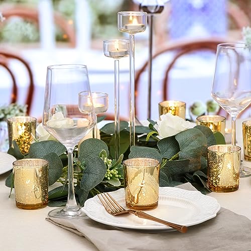 Gold Mercury Glass Votive Candle Holders - 24 Pack for Weddings & Parties