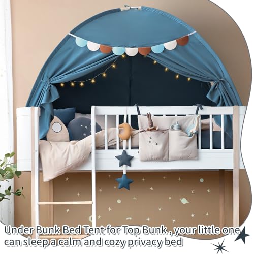 Kids Twin Bed Privacy Tent - Indoor Playhouse Canopy with Dual Doors, Blue