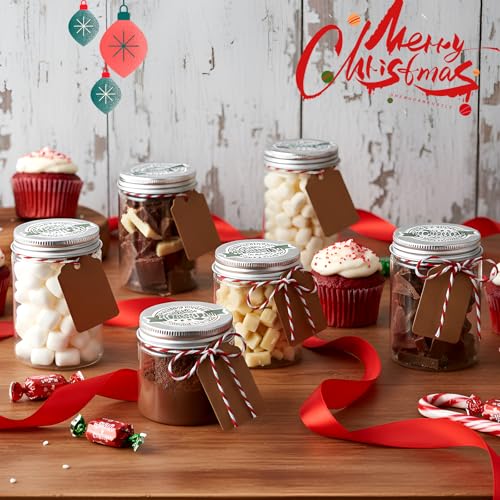 Plastic Hot Chocolate Jars Set with Lids, Labels & String - Christmas Bar Supplies