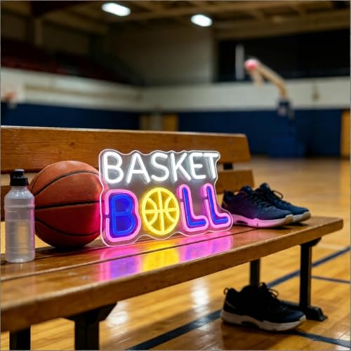 Basketball LED Neon Sign - Sports Theme Wall Decor for Game Rooms & Bedrooms