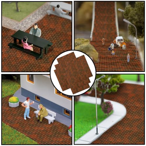 6-Pack Red Brick Road Self-Adhesive Mats for Christmas Village & Dioramas