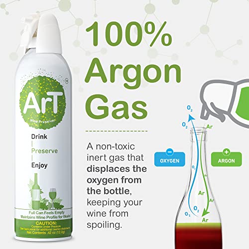 ArT Wine Preserver Gas Kit - 1 Pack for Red & White Wine Preservation, Keeps Wine Fresh Up to 30 Days