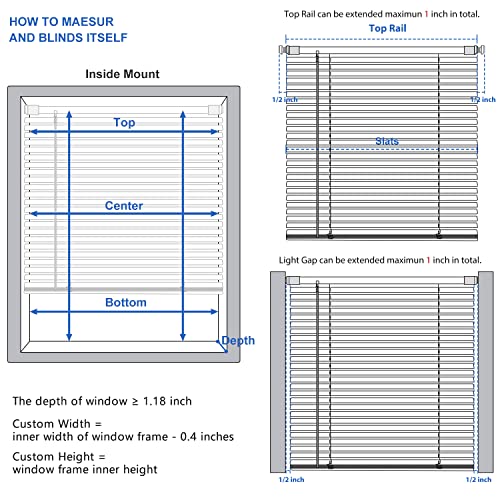 Cordless No Drill Vinyl Mini Blinds - 35" W x 36" H, White