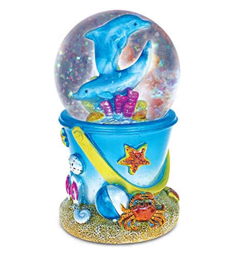 Dolphin Sand Bucket Snow Globe, 65mm Decorative Water Globe Figurine