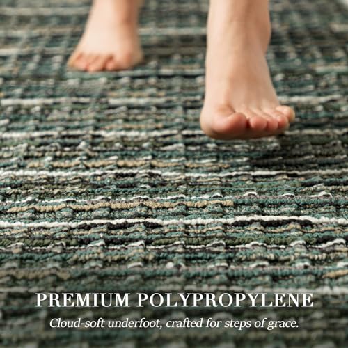 Non-Slip Kitchen Rugs Set of 2 - Washable Floor Runner & Mat, Green