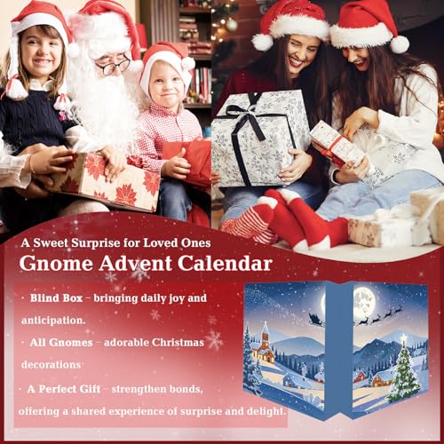 Gnomes Christmas Advent Calendar 2025 with 24 Festive Figurines - Style B