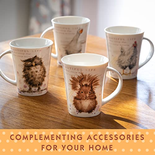 Animal Mugs Set of 4 – 12.2 oz Ceramic Coffee & Tea Cups by Spotted Dog Gift Co