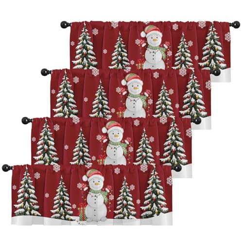 Nesphy Snowman Winter 4 Pack Valances 18x52 in - Christmas Window Decor