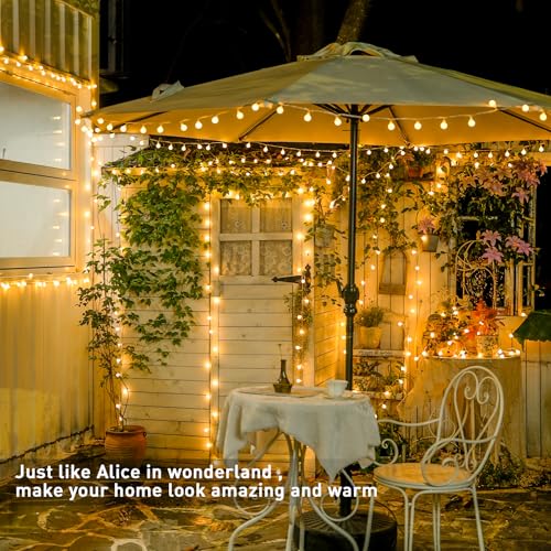 JMEXSUSS 100 LED Globe String Lights 33ft Warm White Plug In Fairy Lights with Remote