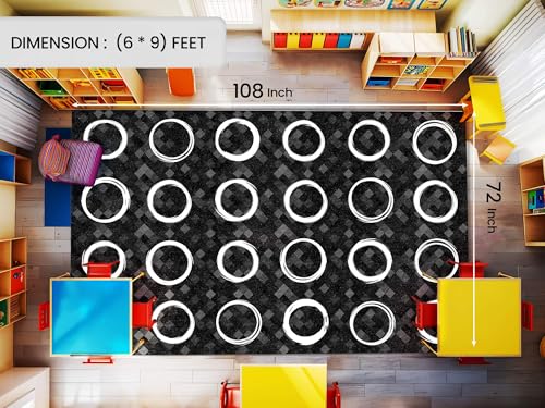 Large Classroom Rug 6x9 - Washable Elementary Kids Playroom Carpet